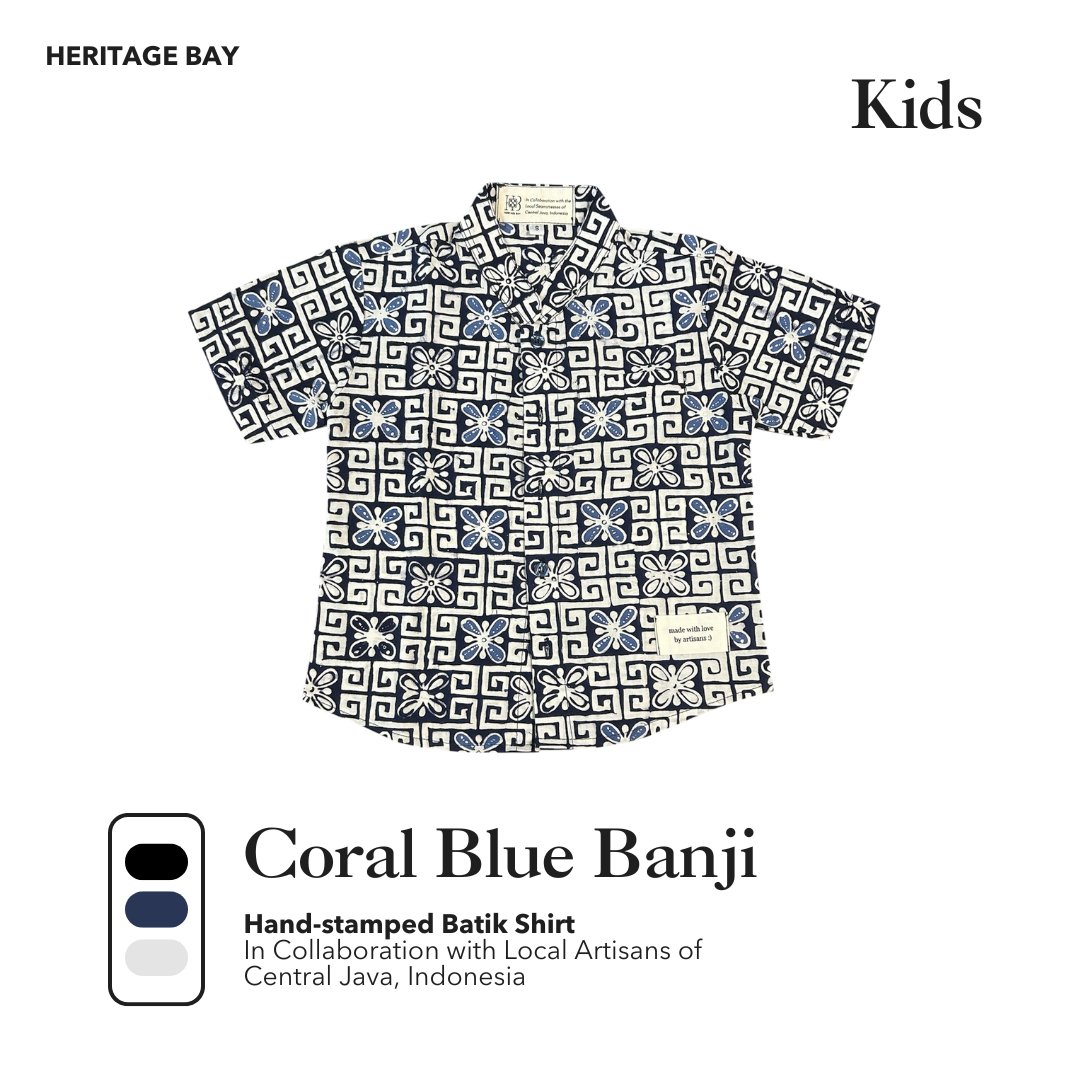 Kids Coral Blue Banji Batik Shirt