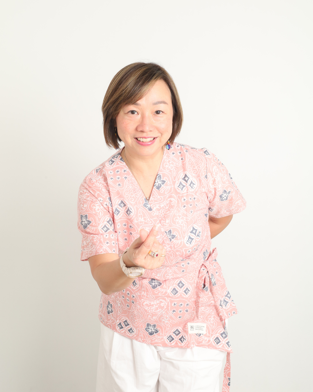 Salmon Flora Wrap Top