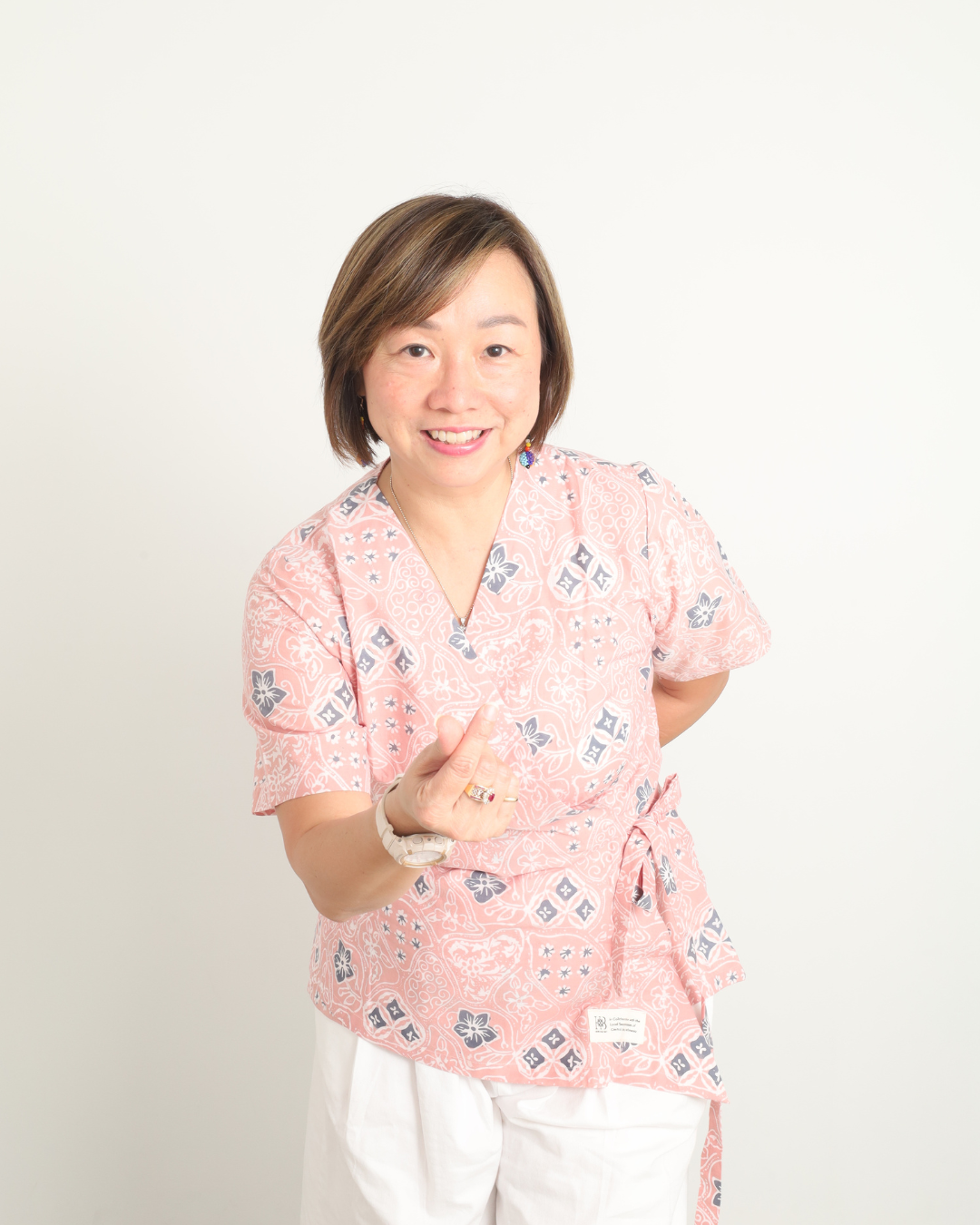 Salmon Flora Wrap Top