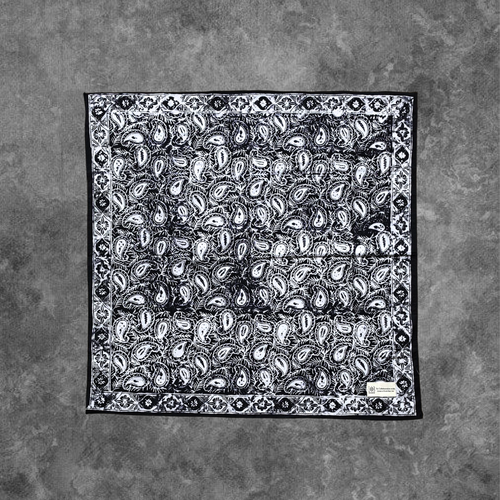 Black and White Paisley Batik Bandana
