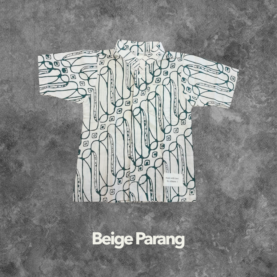 Beige Parang Kids Handstamped Batik Shirts Clearance SALE