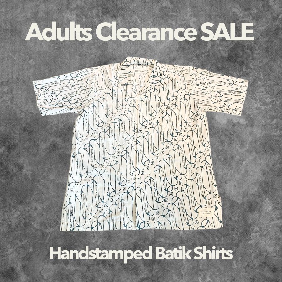 Beige Parang Adults Handstamped Batik Shirts Clearance Sale