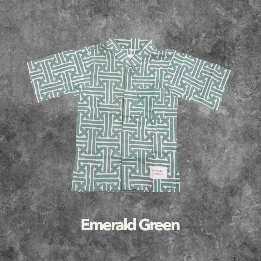 Emerald Green Kids Handstamped Batik Shirts Clearance SALE