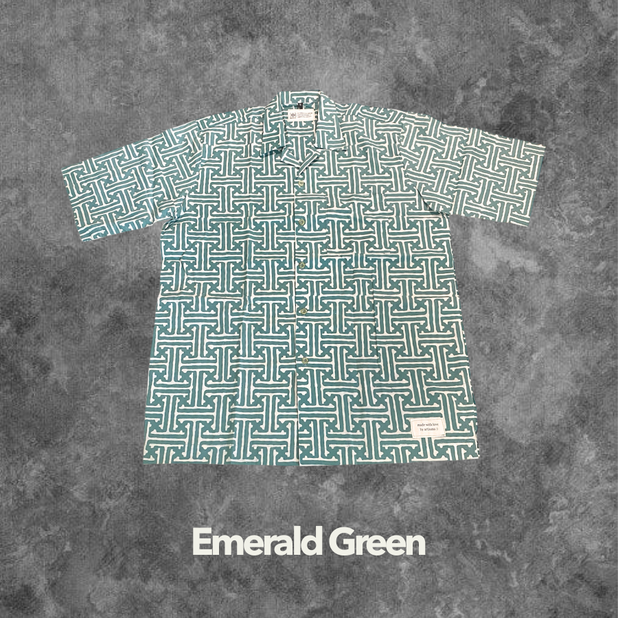 Emerald Green Adults Handstamped Batik Shirts Clearance Sale