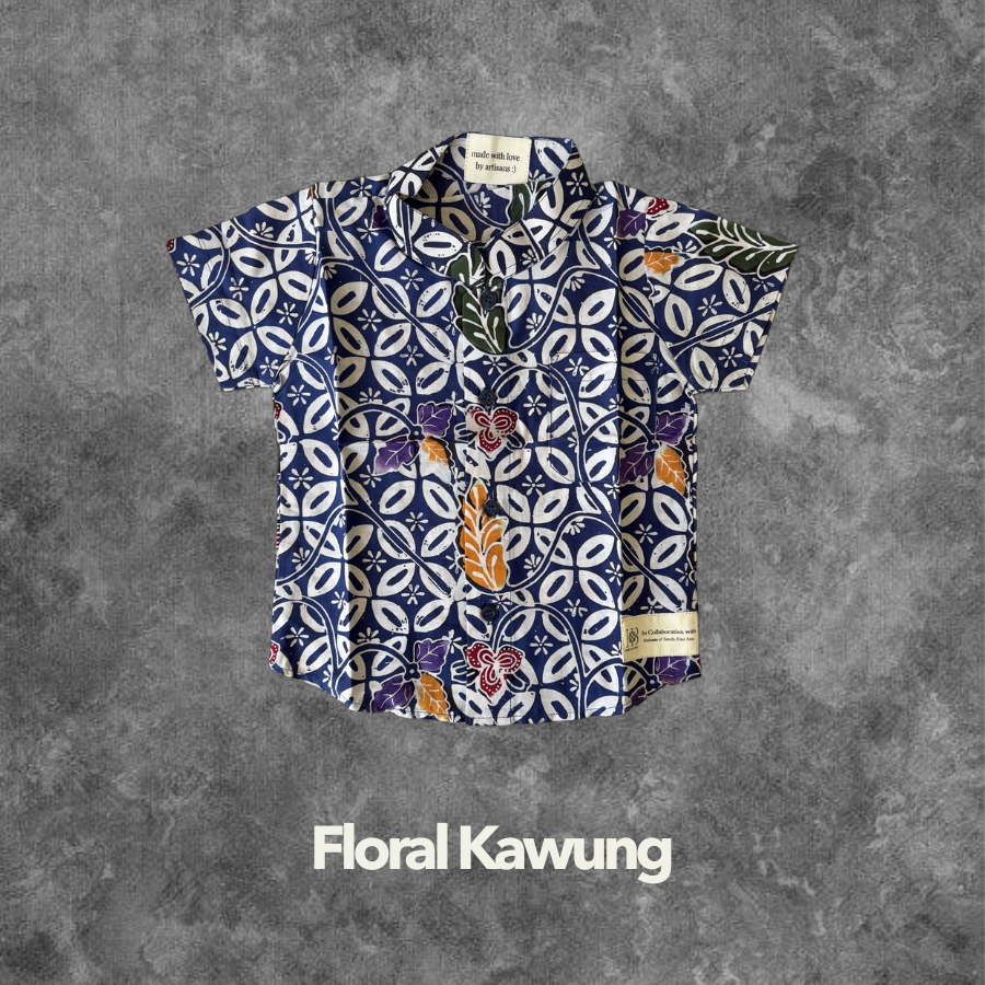 Floral Kawung Kids Handstamped Batik Shirts Clearance SALE