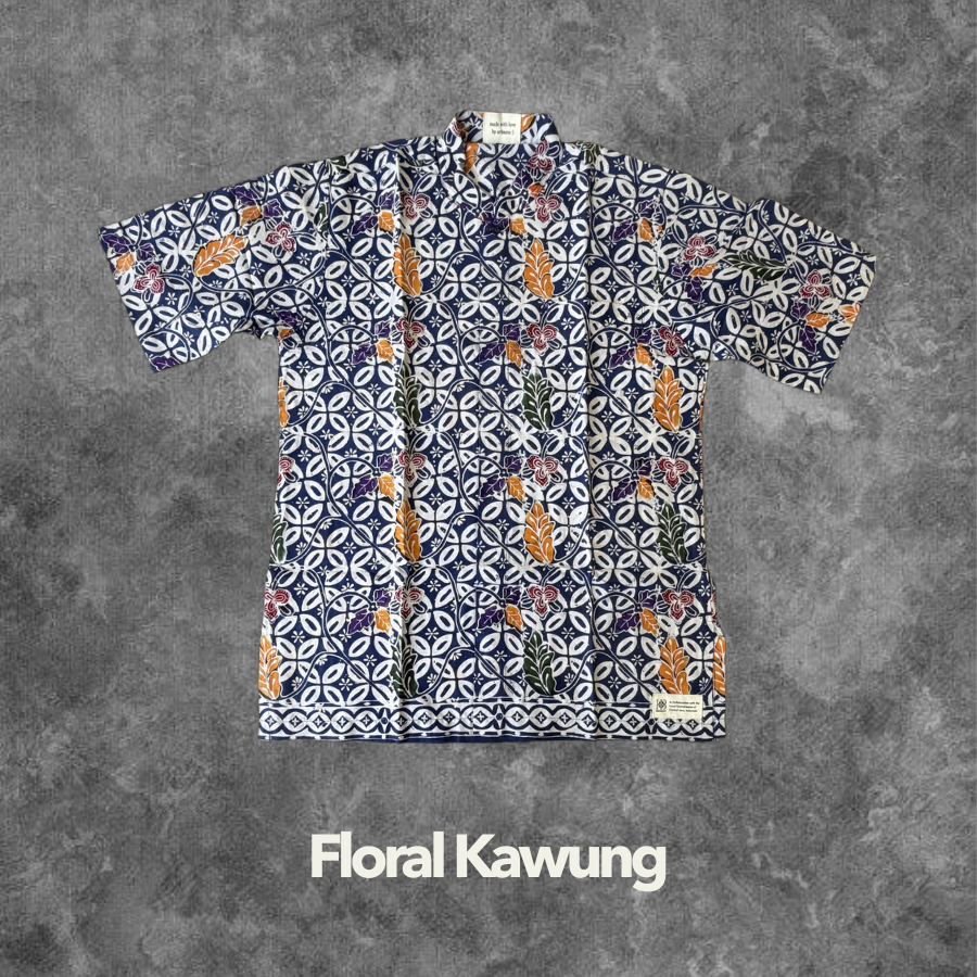 Floral Kawung Adults Handstamped Batik Shirts Clearance Sale