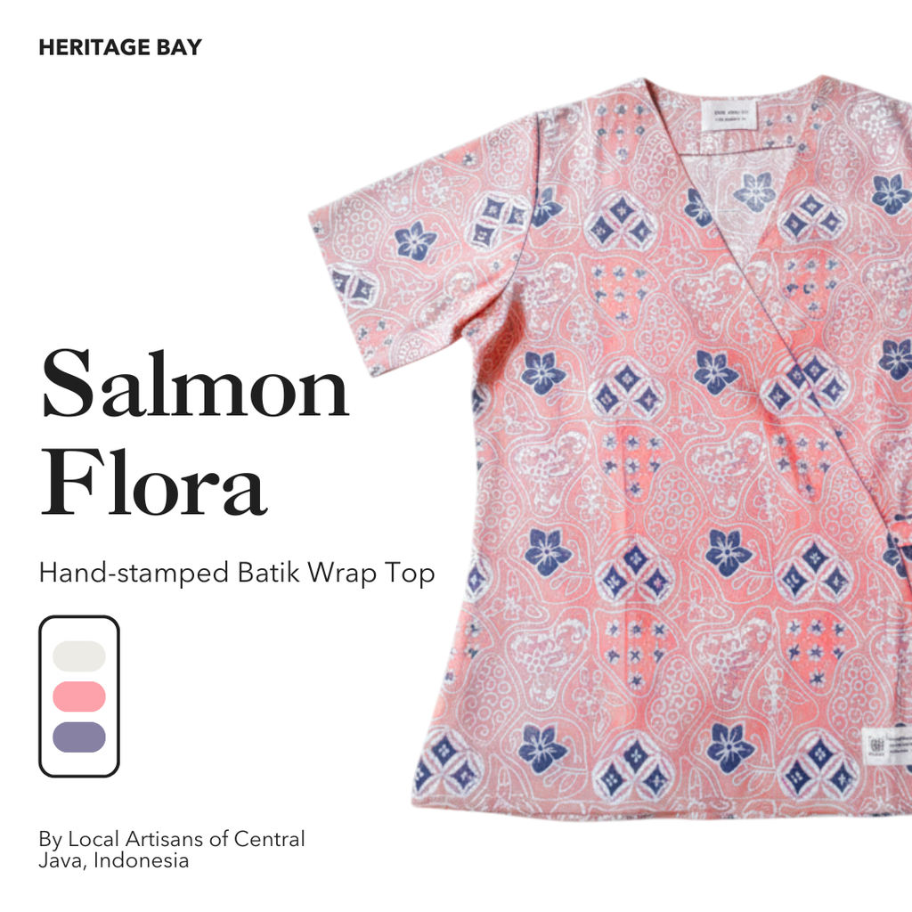 Salmon Flora Wrap Top