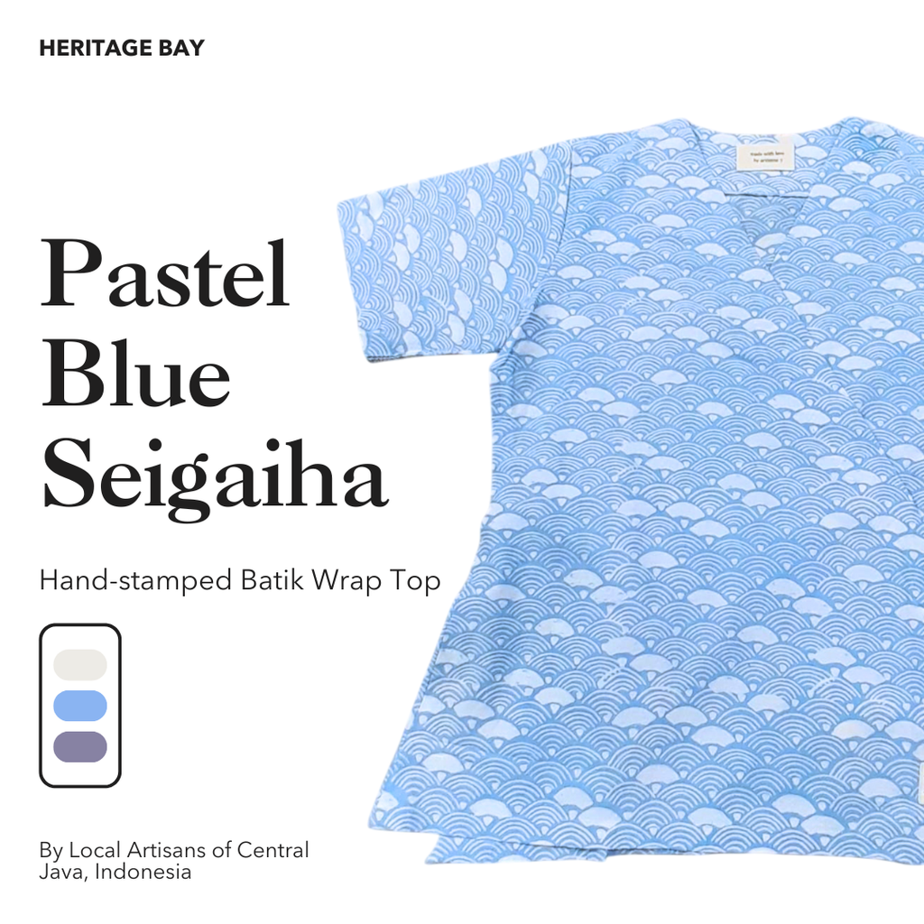 Pastel Blue Seigaiha Wrap Top