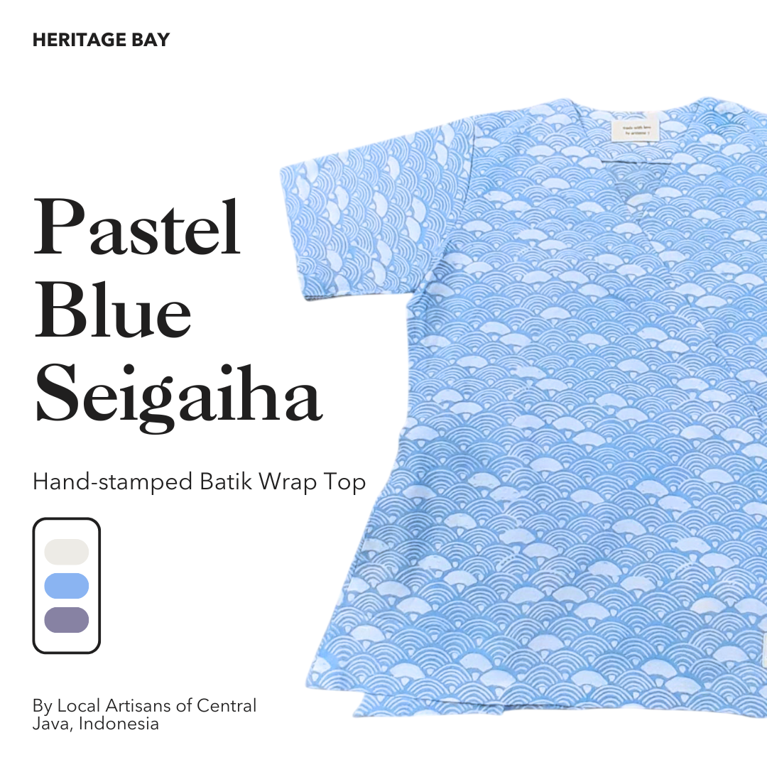 Pastel Blue Seigaiha Wrap Top