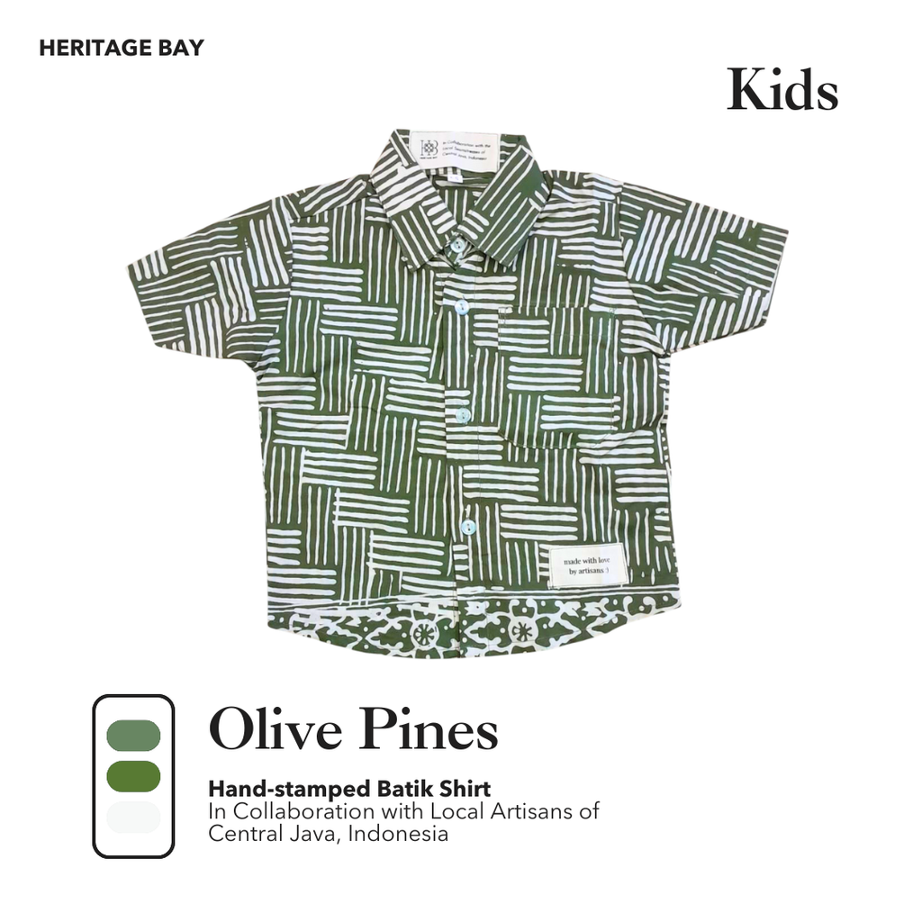 Kids Olive Pines Batik Shirt