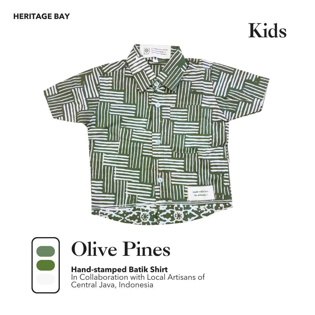 Kids Olive Pines Batik Shirt