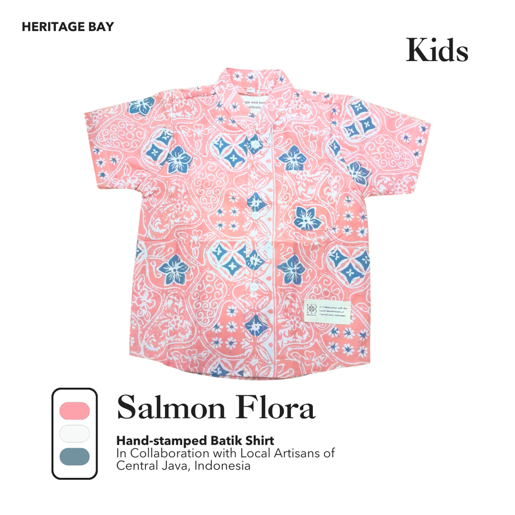 Kids Salmon Flora Batik Shirt