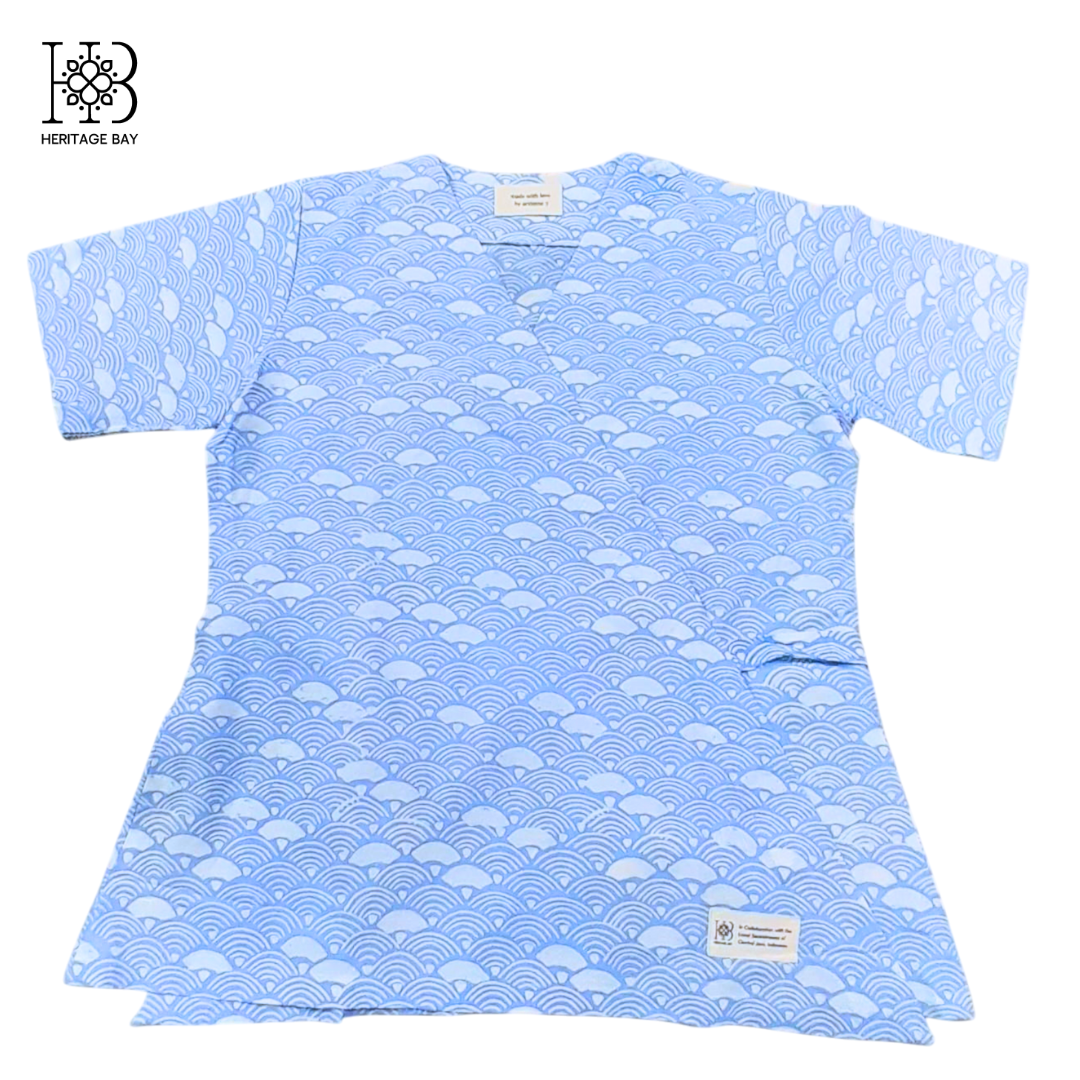 Pastel Blue Seigaiha Wrap Top