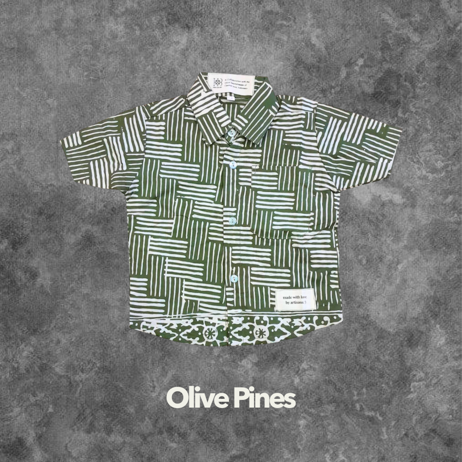 Olive Pines Kids Handstamped Batik Shirts Clearance SALE