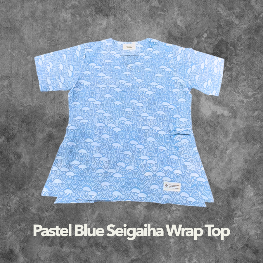Women's Pastel Blue Adults Handstamped Batik Shirts Clearance Sale