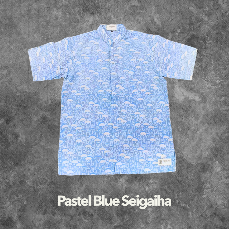 Pastel Blue Adults Handstamped Batik Shirts Clearance Sale