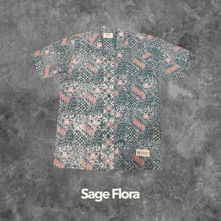 Sage Flora Adults Handstamped Batik Shirts Clearance Sale