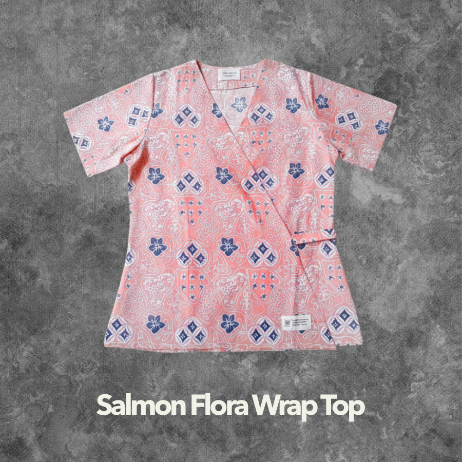 Women's Salmon Flora Adults Handstamped Batik Shirts Clearance Sale