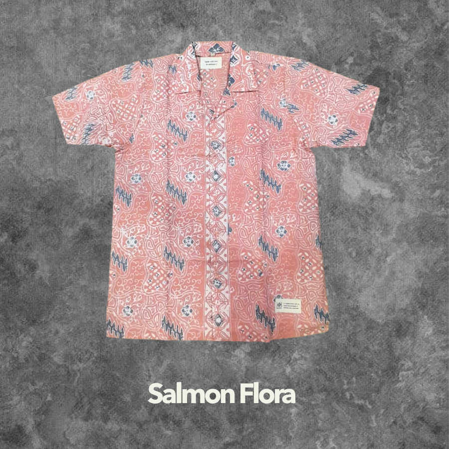 Salmon Flora Adults Handstamped Batik Shirts Clearance Sale