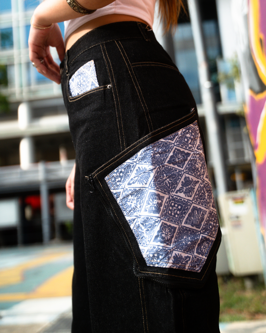 (NEW) Zipper Ceplok Diamond Baggy Jeans