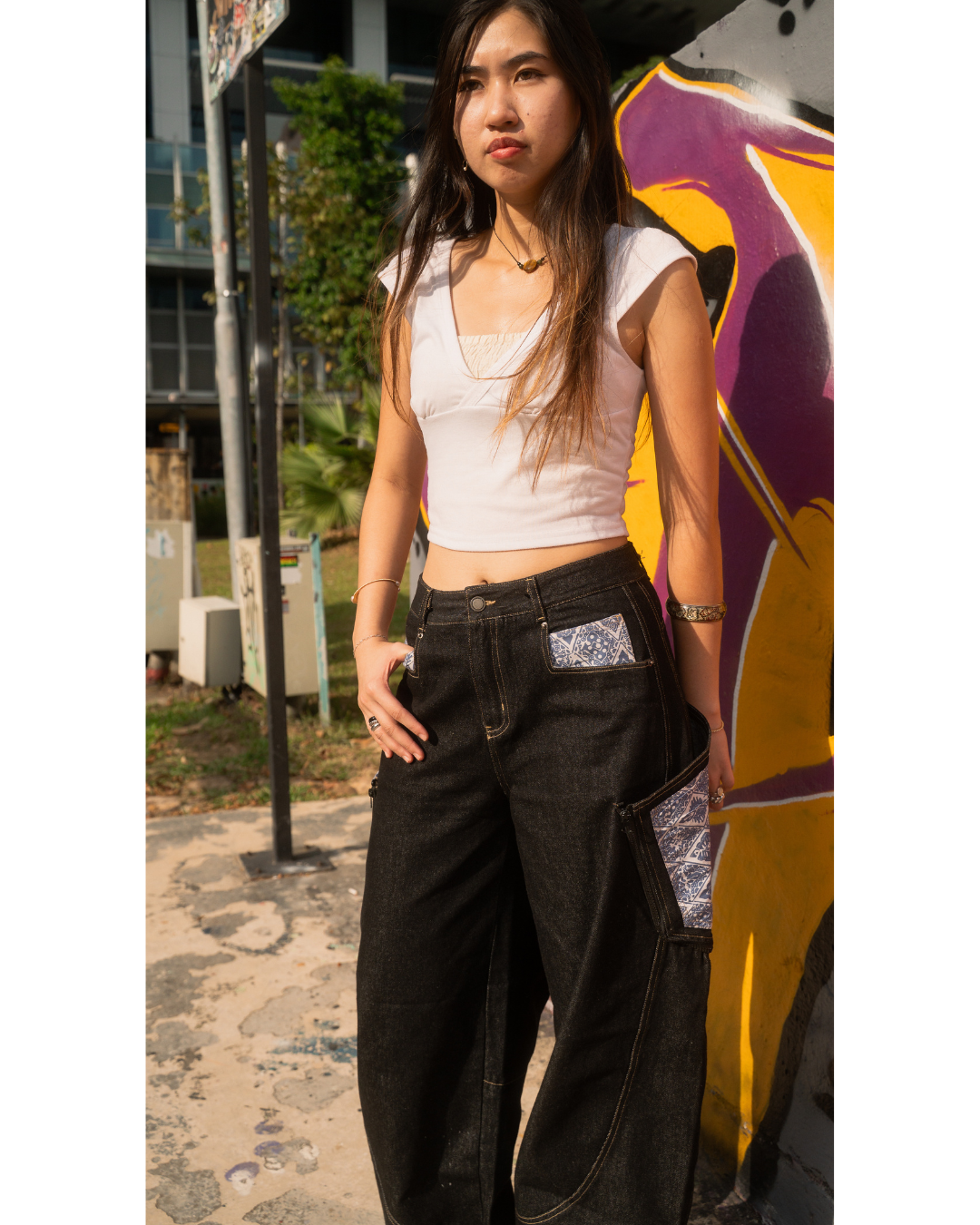 (NEW) Zipper Ceplok Diamond Baggy Jeans