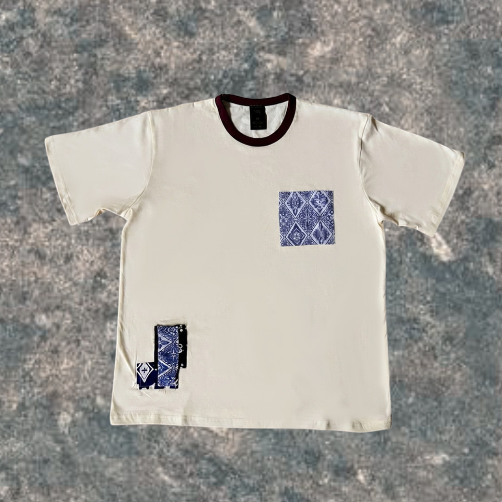 Double Pocket Batik T-Shirt (Cream)