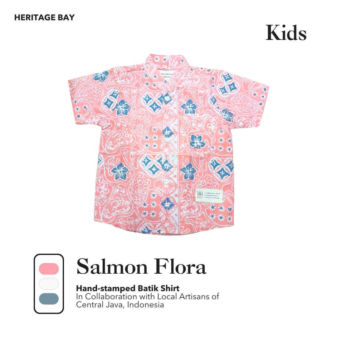 Kids Salmon Flora Batik Shirt