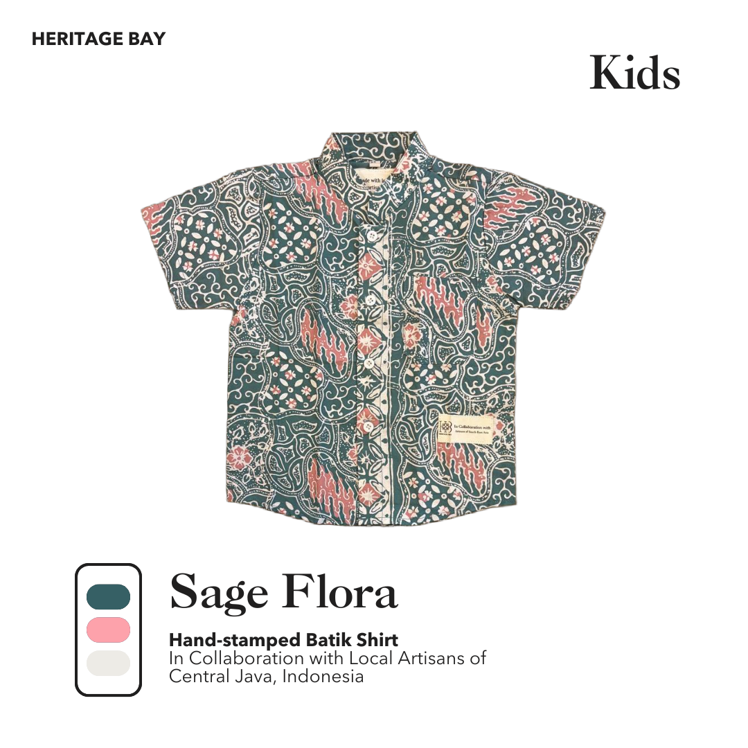 Kids Sage Flora Batik Shirt