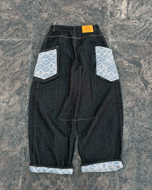 (NEW) Zipper Ceplok Diamond Baggy Jeans